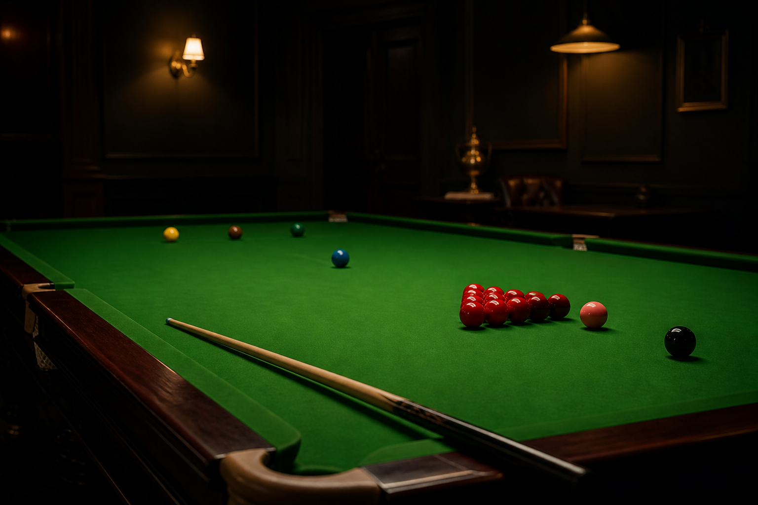 A snooker table ready for play